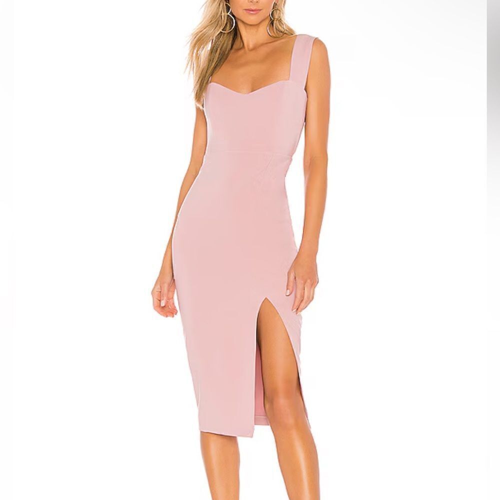 Nookie Divine Midi dress dusty pink bodycon wedding party Revolve New XS